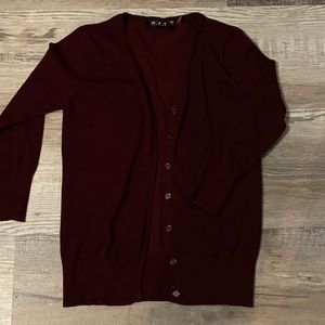 Women’s maroon cardigan sweater